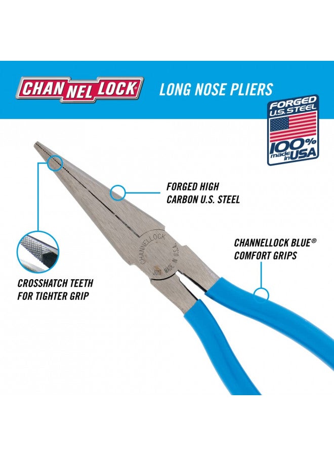 Channellock 3017 8-Inch Long Nose Plier, Blue - Image 3