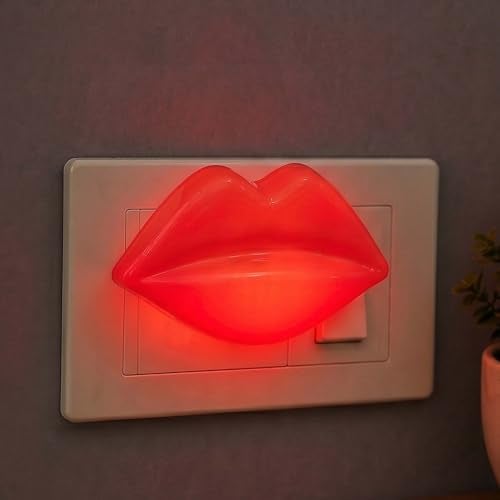 ascension Lips Shape LED Night Lamp with Switch Plug-in Wall Night Light Warm Soft Glow Decorative Light for Bedroom Hallway Kids Room Kids Birthday Party Return Gifts Item Valentine's Day Gift - Image 1