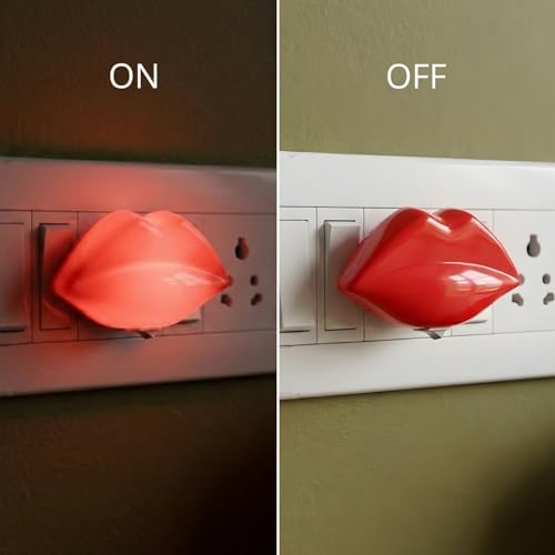 ascension Lips Shape LED Night Lamp with Switch Plug-in Wall Night Light Warm Soft Glow Decorative Light for Bedroom Hallway Kids Room Kids Birthday Party Return Gifts Item Valentine's Day Gift - Image 3
