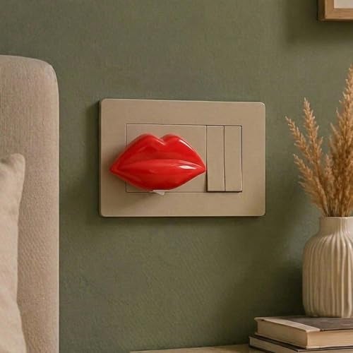 ascension Lips Shape LED Night Lamp with Switch Plug-in Wall Night Light Warm Soft Glow Decorative Light for Bedroom Hallway Kids Room Kids Birthday Party Return Gifts Item Valentine's Day Gift - Image 2