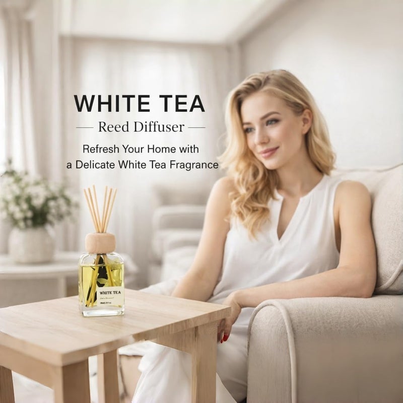 Vietora Eud White Tea Essential Oil Reed Diffusers,Luxury Hotel Collection Diffuser Oil Inspired by Westin for Home&Office, Bedroom Living Room Shelf Decor,Bathroom Accessories,Non-Toxic & Gift Ready,3.34 FL OZ - Image 5