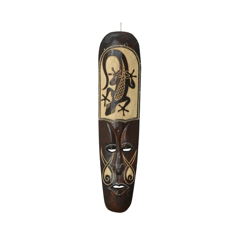 WOODENCLAVE WOODENCLAVE HandPainted AfroEgyptian Hanging Lizard Mask Wooden Dcor for Home Office and Caf Unique Interior Accent Piece Ideal for Art Lovers and Cultural Enthusiasts Multicolour - Image 1