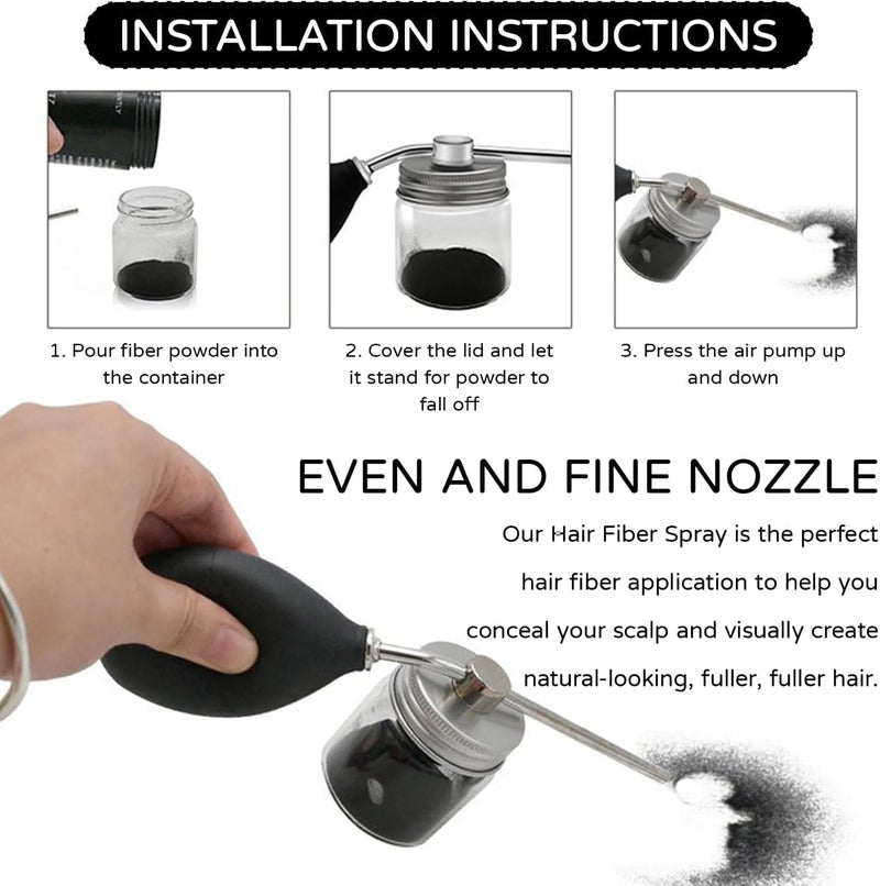hinbkenla Hair Fiber Spray Bottle With Hairline Optimizer,Spray Applicator,Hair Fiber Spray Applicator,For Hair Building Fibers, Dry Shampoo And Cosmetic Powders - Image 4