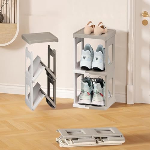 Aliensware 2 Tier Shoe Rack, Sturdy, Collapsible and Versatile Almirah Shoe Storage Organizer Stand, Foldable Closet, Stackable Cabinet for Boots, Slipper, Sneaker,Living Room,Aliens,Bedroom-Cream - Image 1