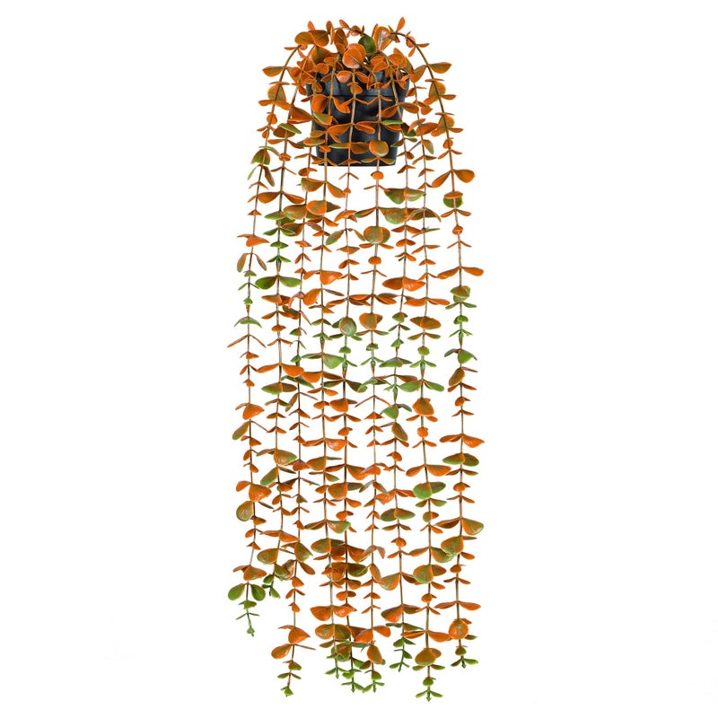 Der Rose 1Pcs Fake Fall Plants Hanging Orange Artificial Potted Faux Eucalyptus Plant Decorations for Fall Thanksgiving Bathroom Table Centerpiece Wall Kitchen Room Decor Indoor and Outdoor - Image 1