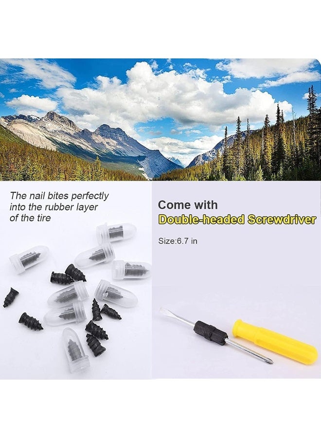 Generic Tire Repair Nail Set With Screw Driver 20 Small And 20 Large Car Tire Fast Repair Screw Nails Easy Install Rubber Self-Service Tire Repair Tool Kit  - Image 2