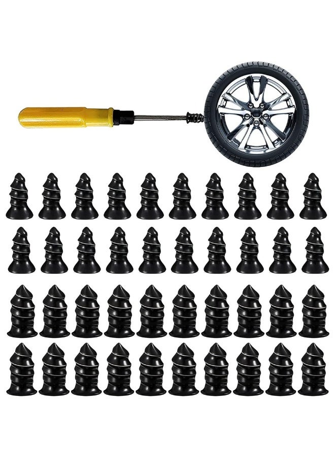 Generic Tire Repair Nail Set With Screw Driver 20 Small And 20 Large Car Tire Fast Repair Screw Nails Easy Install Rubber Self-Service Tire Repair Tool Kit  - Image 1