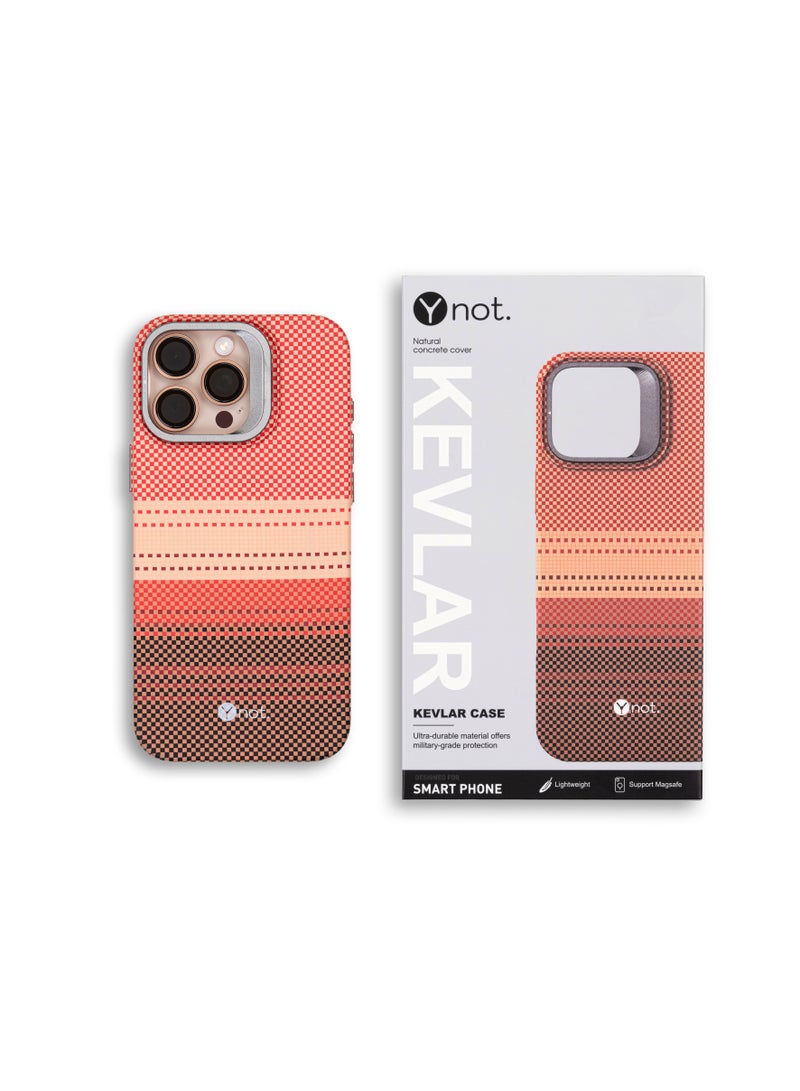 YNOT iPhone 15 Kevlar Fiber Case with MagSafe and Stand - Orange Gradient - Image 5