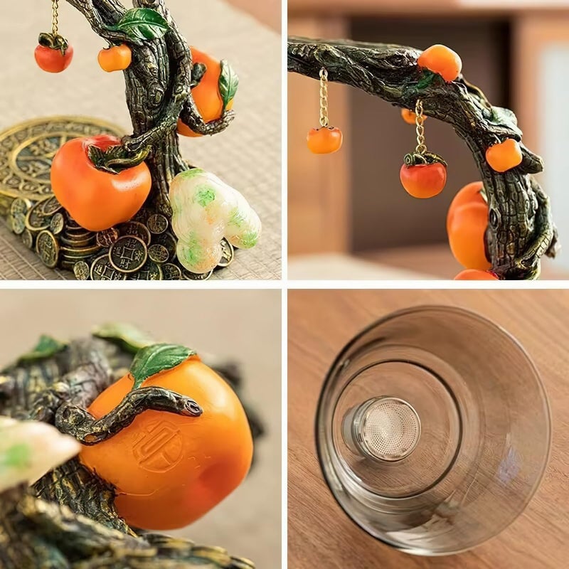Miyxsin Lazy Kungfu Tea pot Set, Glass Magnetic Teapot, Semi-Automatic Water Guide Magnetic Teapot with Infuser, Heat Resistant Kungfu Tea Set Coffee Set, Orange - Image 5