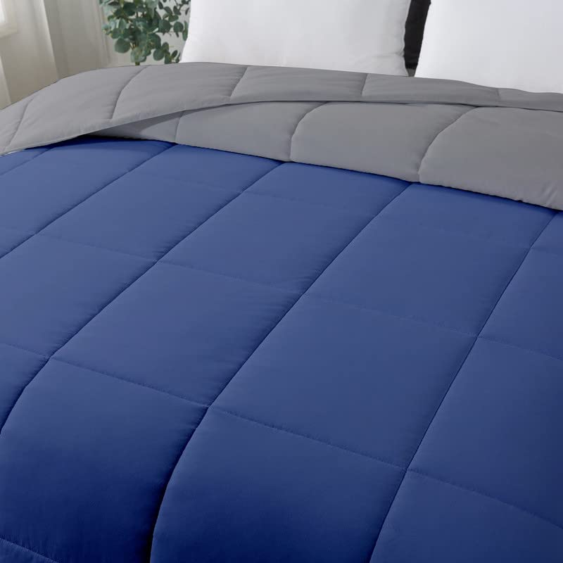 Razzai Restful Sleep Microfiber Summer Season Ac Reversible Comforter 220 GSM (92" x 106" Inches/233cm x 269cm) - King Size Comforter|Silver/Medium Blue| - Image 2