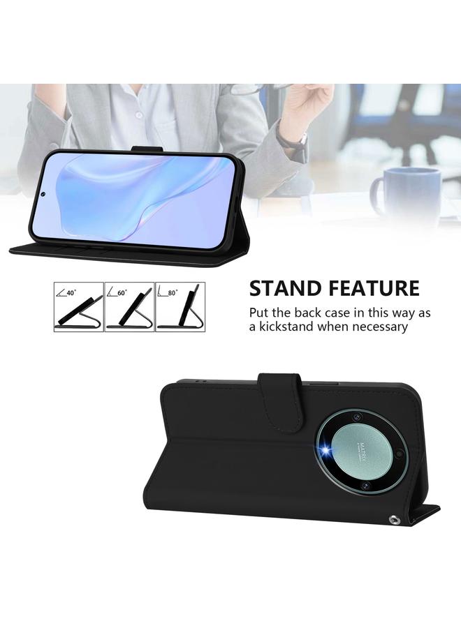 S-TOP Case For Honor X40 / X9a / Magic5 Lite Skin Feel Solid Color Leather Phone Case with Lanyard - Image 3