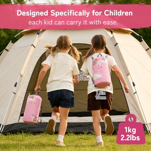 tuphen Kids Sleeping Bag - 3-4 Seasons Portable Sleeping Bag with Compression Sack for Boys, Girls and Toddlers, 2.2 lbs Lightweight Camping Gear Perfect for Camping Hiking Indoor (Pink, 63x26in) - Image 2
