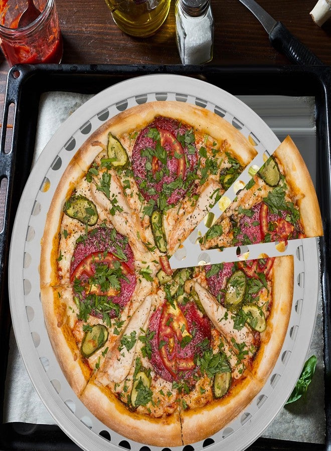 أموسفون صينية بيتزا دائرية من الفولاذ المقاوم للصدأ من أموسفن بفتحات - صينية خبز مثقبة مقاس 9 بوصات للفرن، آمنة للغسل في غسالة الأطباق - Image 5