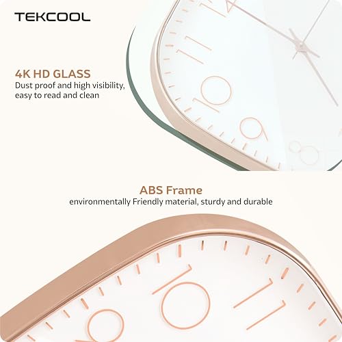 TEKCOOL Plastic Analogue Wall Clock 12" Silent Quartz Decorative Latest Wall Clock Non-Ticking Classic Clock Battery Operated Round Easy to Read for Room/Home/Kitchen/Bedroom/Office/School.Rose White - Image 2