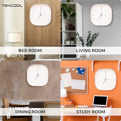 TEKCOOL Plastic Analogue Wall Clock 12" Silent Quartz Decorative Latest Wall Clock Non-Ticking Classic Clock Battery Operated Round Easy to Read for Room/Home/Kitchen/Bedroom/Office/School.Rose White - Image 4