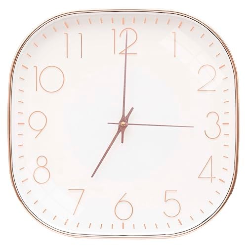 TEKCOOL Plastic Analogue Wall Clock 12" Silent Quartz Decorative Latest Wall Clock Non-Ticking Classic Clock Battery Operated Round Easy to Read for Room/Home/Kitchen/Bedroom/Office/School.Rose White - Image 1