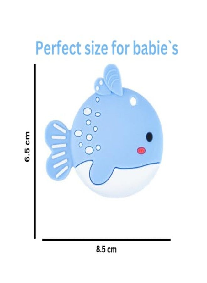 Rukan Teether 6-12 Months Soft Toys, Sensory Toys for Kids Textured Surface for Soothing Gums, BPA Free Fish (Blue) - Image 4