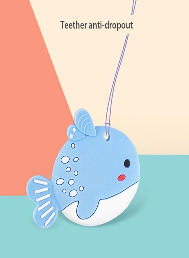 Rukan Teether 6-12 Months Soft Toys, Sensory Toys for Kids Textured Surface for Soothing Gums, BPA Free Fish (Blue) - Image 5