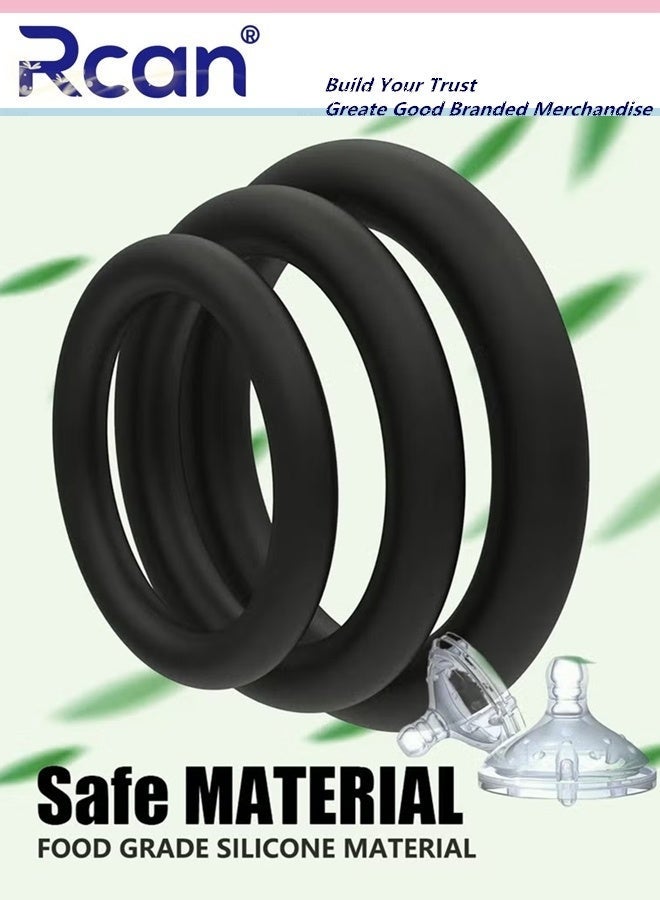 Rcan 3 pc Silicone Ring Men Sports Ring Elastic Easy Stretch Resistance Tear Resistance Exercise Ring Extended Endurance Waterproof Wear Resistant Soft Suitable for Male Sports Home - Image 2