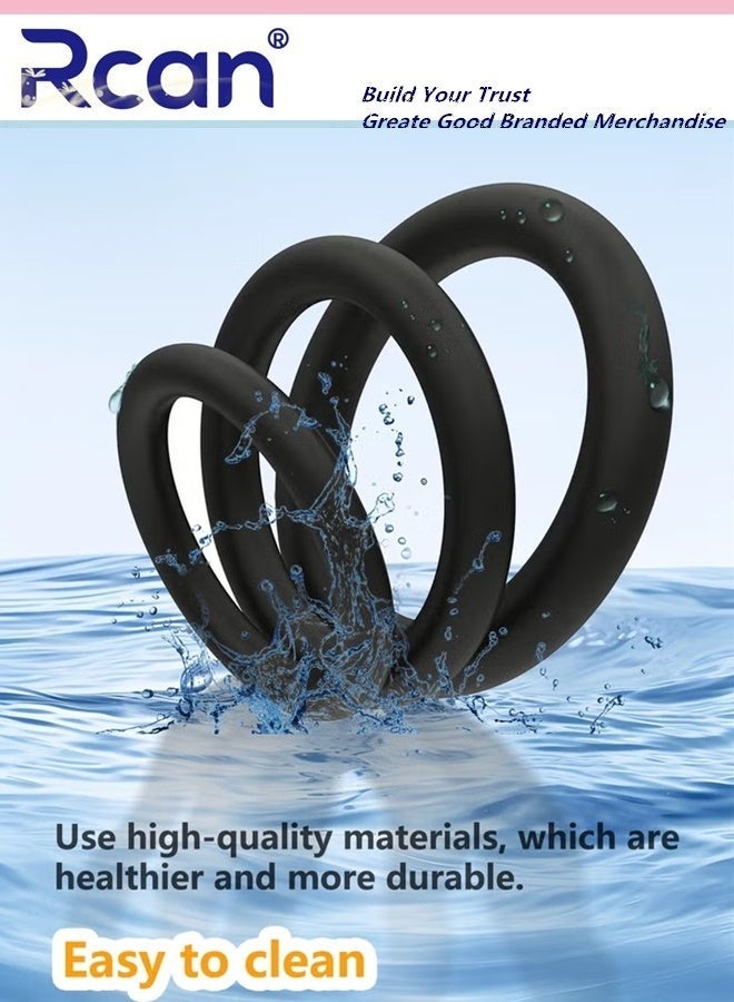 Rcan 3 pc Silicone Ring Men Sports Ring Elastic Easy Stretch Resistance Tear Resistance Exercise Ring Extended Endurance Waterproof Wear Resistant Soft Suitable for Male Sports Home - Image 1