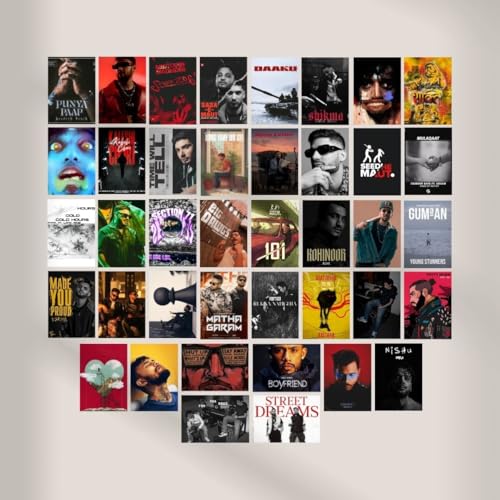 auraposter Paper Desi Hip Hop (Set of 40) | DHH Mini Posters (15 x10 cm) | Mini Posters of Seedhe Maut, Krsna, Raftaar, Chaar Diwari songs for Wall, Bedroom, Living room | DHH Singers Desi Hip Hop - Image 2