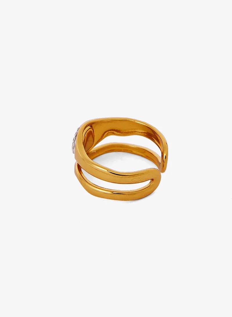ELLA Chunky Gold and Diamonte Embellished Statement Rings