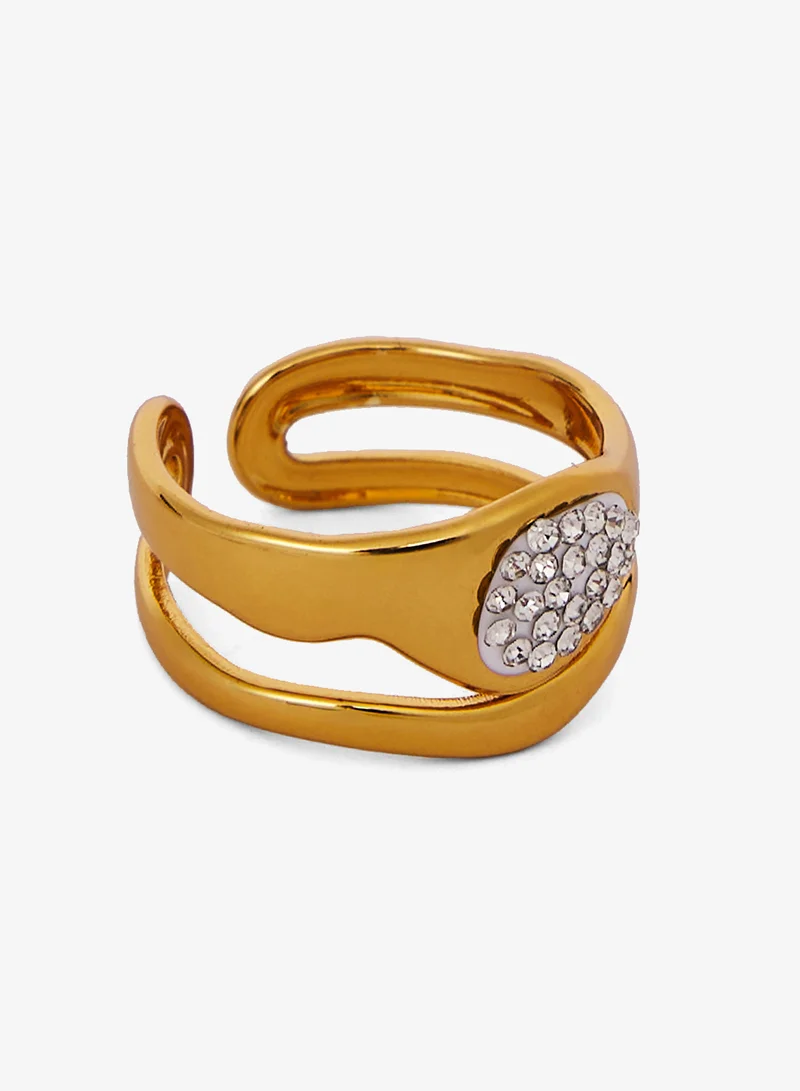 ELLA Chunky Gold and Diamonte Embellished Statement Rings