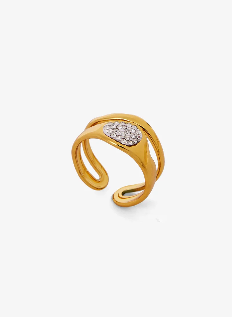 ELLA Chunky Gold and Diamonte Embellished Statement Rings