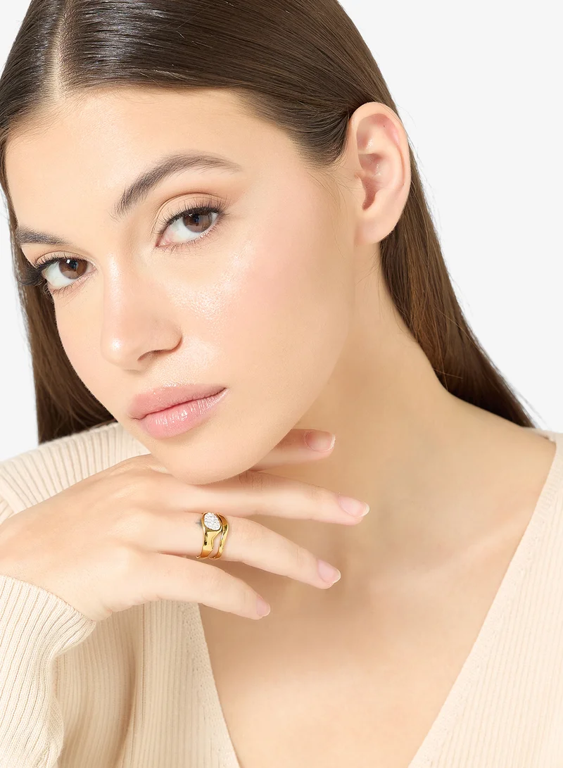 ELLA Chunky Gold and Diamonte Embellished Statement Rings