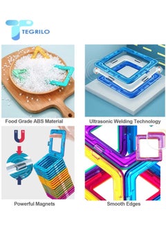 TEGRILO 148 Piece Magnetic Building Blocks Multicolor Clear 2D 3D Shapes Construction Tiles, Creative and Educational Magnetic Toys for Children  - Image 4