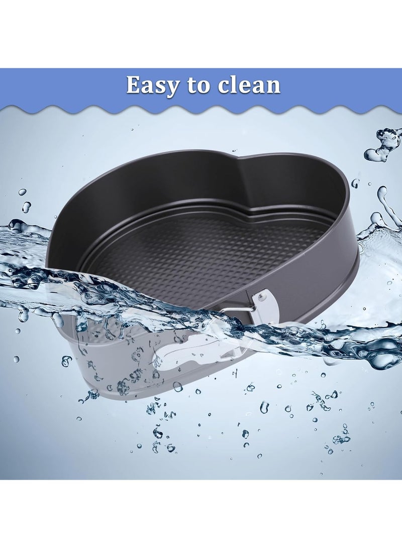 CMGTYYD 3 Pcs Heart Shaped Cake Tin Set, Round Buckle Removable Bottom Non Stick Baking Pan, Even Heat Distribution Cheesecake Tin, Honeycomb Chassis Carbon Steel Cake Mold, Heart Cake Tin for Baking - Image 4