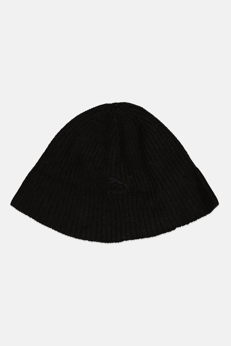 PUMA Men Brand Logo Knitted Bucket Hat, Black