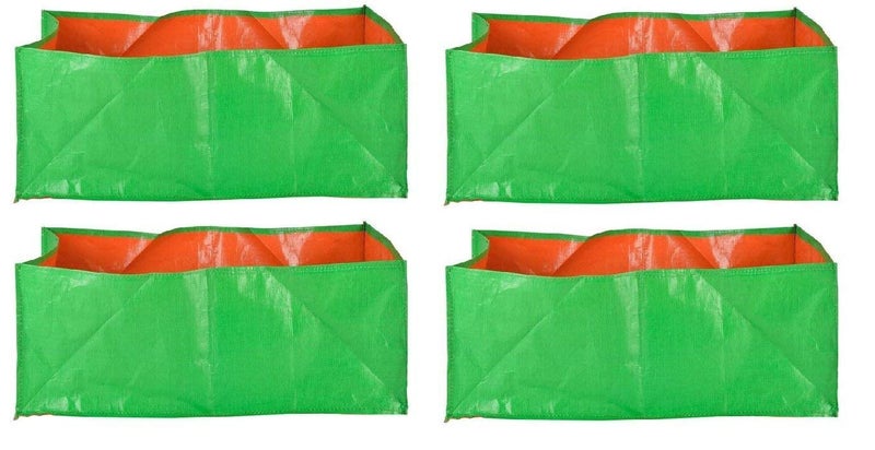 MASHKI Home Gardening Garden Green, HDPE Rectangular, 16"x10"x8" Inches Growbag (Pack of 4) - Image 1
