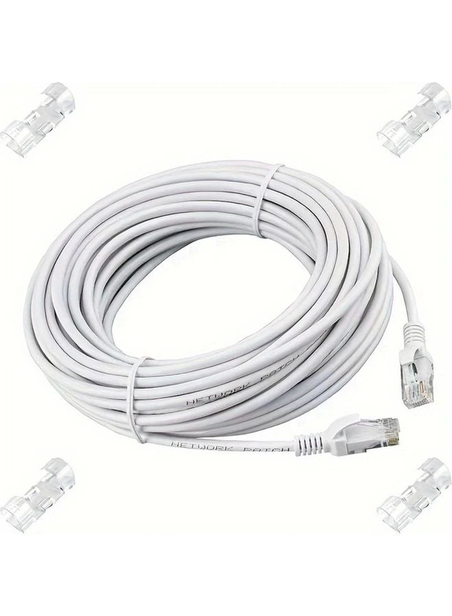 كابل إيثرنت رمادي Cat5e بطول 50 متر مع 50 مشبك، سلك توصيل غير قابل للتشابك للكمبيوتر والموجه والمودم وPS5 - Image 1