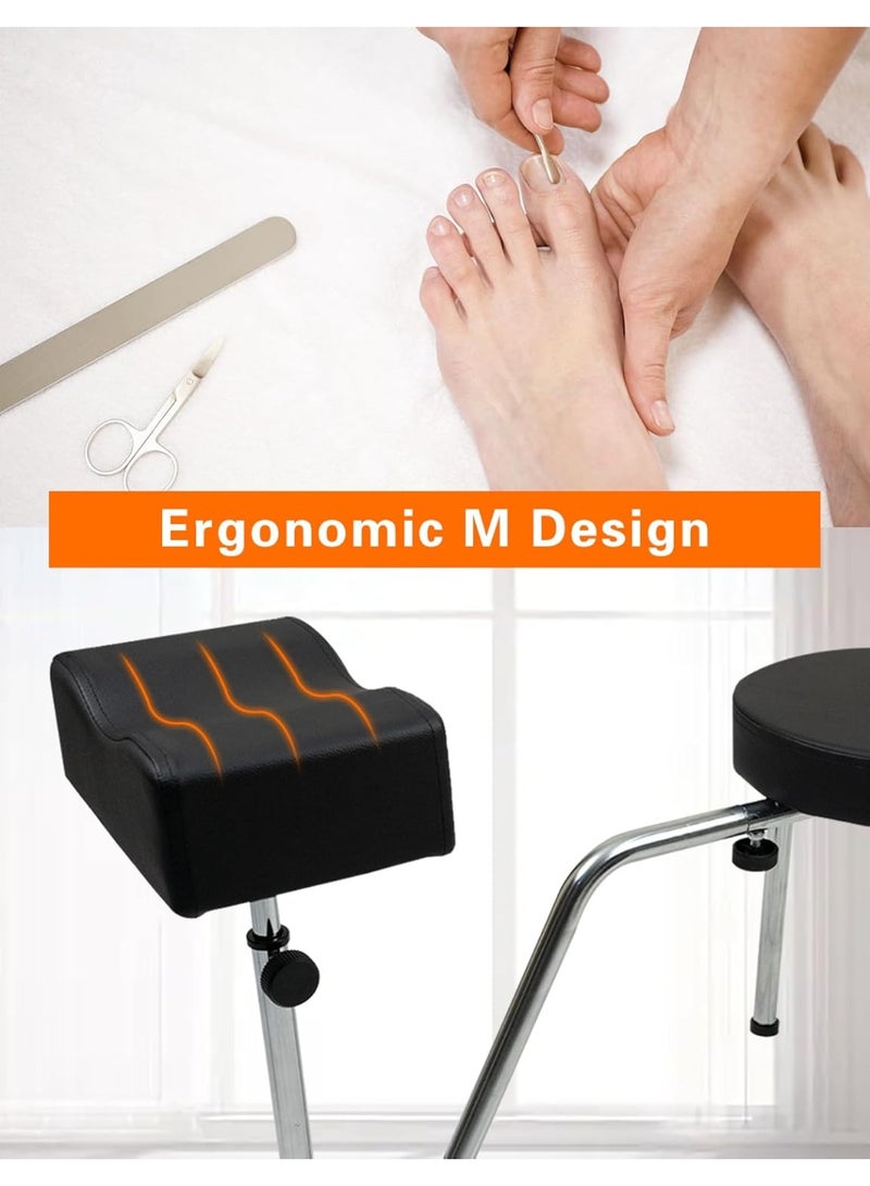 Meishida Pedicure Stool, Adjustable Tattoo Leg Arm Rest Stand Leather Foot Stool Chair Manicure Technician Footrest Nail Station for Beauty Salon Nail Shop&Nail Techs Pedicure Stool Spa (Black)  - Image 5