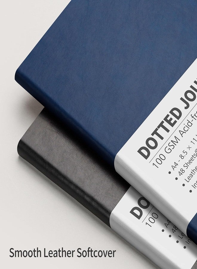 RETTACY Bullet Dotted Journal Notebook, 96 Pages, A4 Large Size (8.5'' x 11''), Leather Softcover, 100 GSM Thick Paper, for Bullet Journaling, Planning, Tracking (Navy Blue) - Image 4