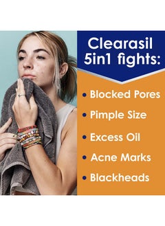 Clearasil Clearasil Stubborn Acne Control 5in1 Daily Facial Cleansing Pads, with Salicylic Acid Acne Treatment Medicine, 90 Count  - Image 2