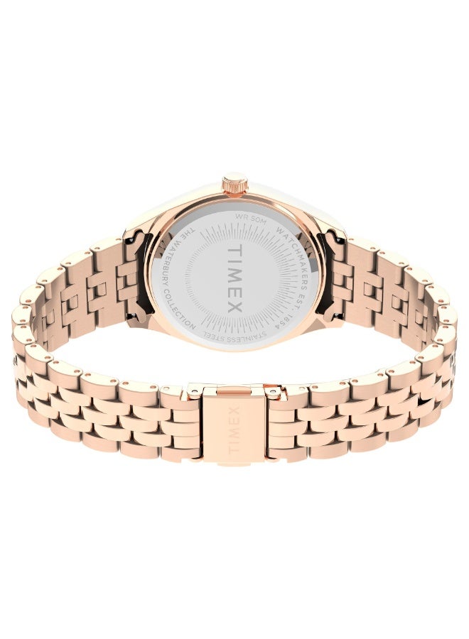 تيميكس ساعة TIMEX النسائية بهيكل من الفولاذ المقاوم للصدأ بلون الذهب الوردي وسوار من الفولاذ المقاوم للصدأ بلون الذهب الوردي - Image 4