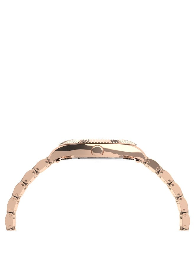 تيميكس ساعة TIMEX النسائية بهيكل من الفولاذ المقاوم للصدأ بلون الذهب الوردي وسوار من الفولاذ المقاوم للصدأ بلون الذهب الوردي - Image 2