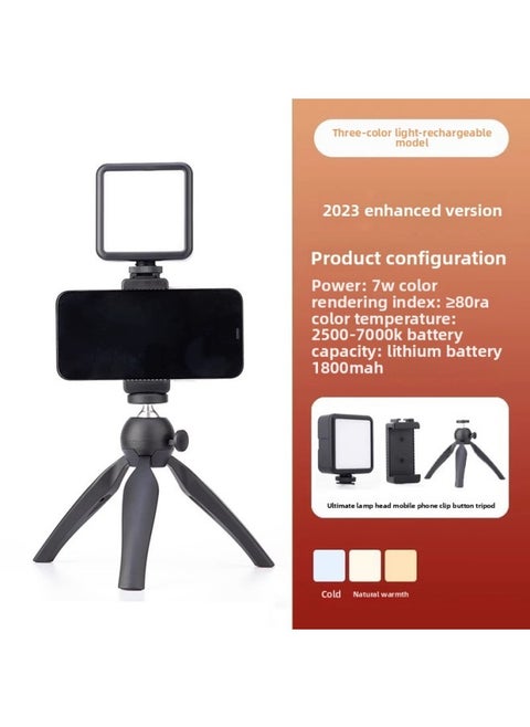 Mini Portable Fill Light RGB Full Color Selfie Phone Camera Pocket Led Small Vlog Handheld Soft Light-Specifications:No.19 【three-color Endurance Enhancement】 Light on Tripod Hot Shoe Clip