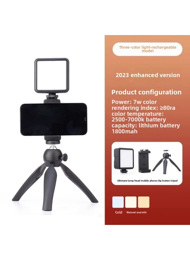General - Mini Portable Fill Light RGB Full Color Selfie Phone Camera Pocket Led Small Vlog Handheld Soft Light-Specifications:No.19 【three-color Endurance Enhancement】 Light on Tripod Hot Shoe Clip - Image 1