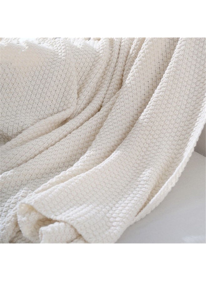 NIBEMINENT Tassel Design Warm Blanket Polyester Cream Coloured 130x170cm  - Image 3