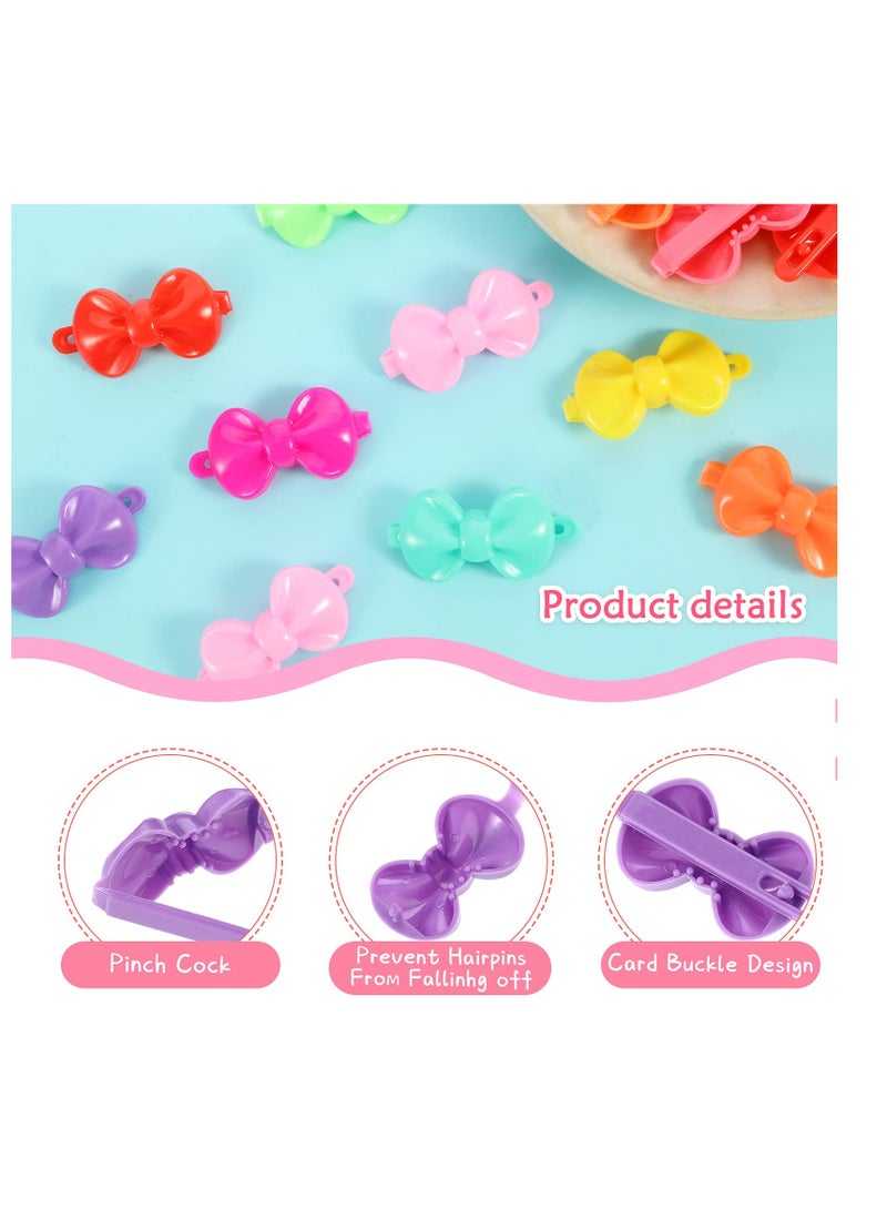 Excefore Girls Hair Barrettes, Self Hinge Plastic Hair Clip, Toddler Kids Baby Hair Clip, Colorful Cute Hair Clip, Bow Cartoon Hair Accessories (100 Pcs, Random Color) - Image 3