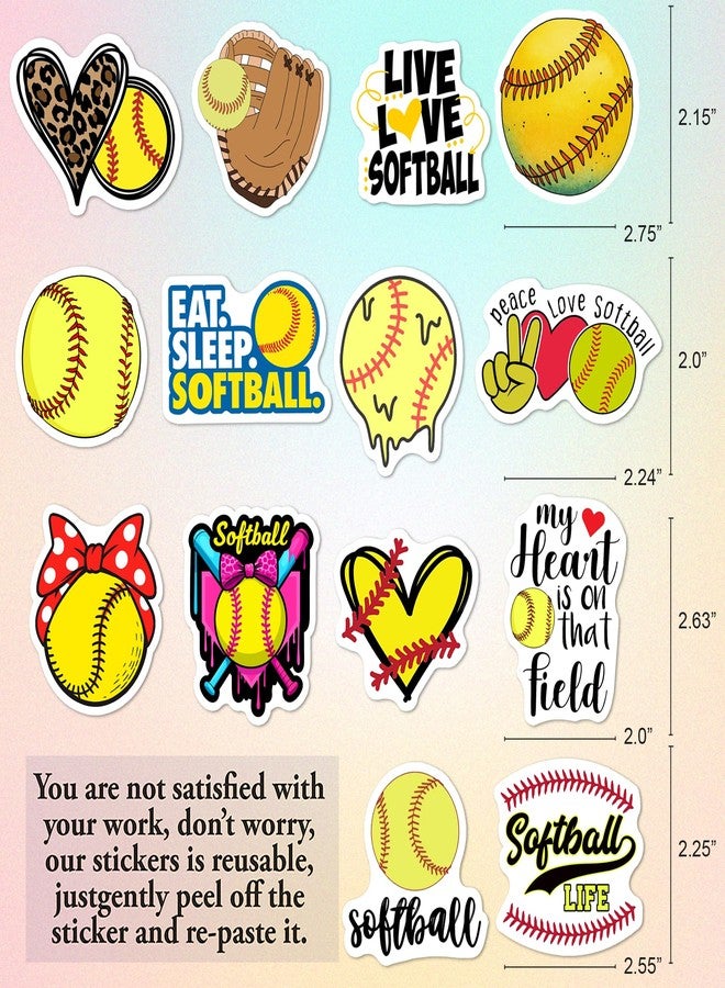 BEATRI Softball Stickers 50pcs Vinyl Waterproof Sport Womens Decor & Party Favors for Laptop, Water Bottle, Skateboard & Travel Gear | Non-Repeating Decals, High-Definition Print - Image 3