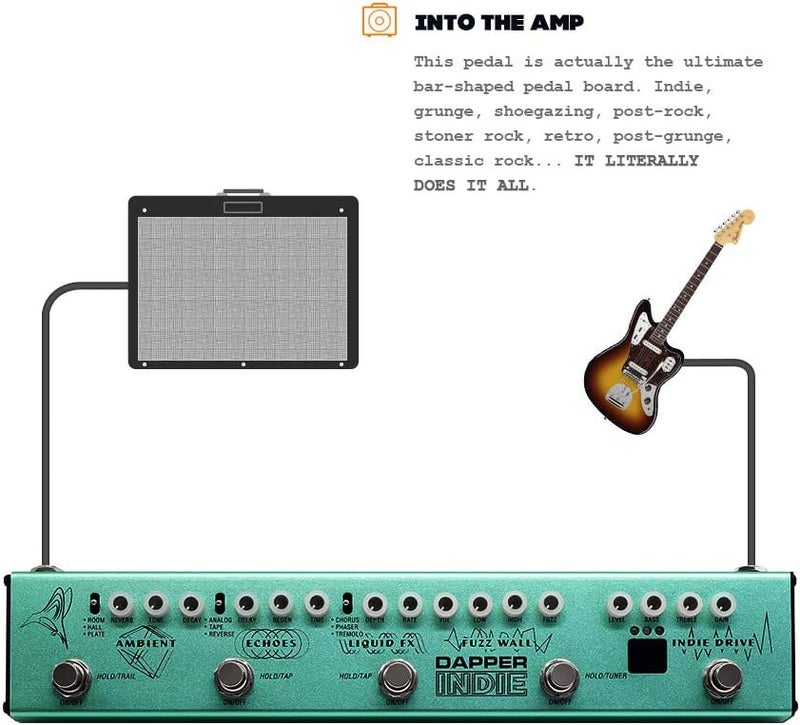 VALETON Multi Effects Guitar Pedal Dapper Indie of Distortion Reverb Delay Chorus Fuzz And Phaser Tremolo for Indie Ambient Psychedelic Grunge Post Rock Stoner Metal Retro Alternative Tone - Image 4