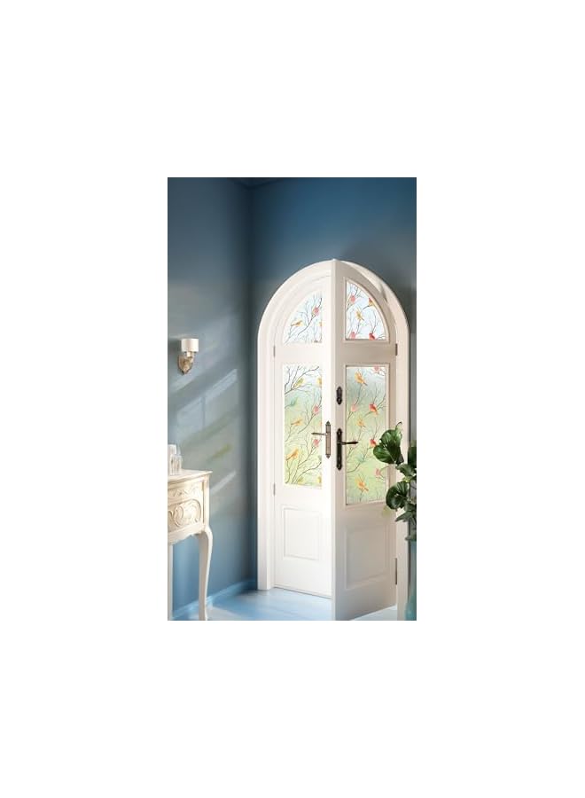 The Bros Window Privacy Film - Decorative Stained Glass Style, Non-Adhesive Static Cling, Frosted Design, Heat Blocker, 23.6 x 78.7 Inch - Image 2