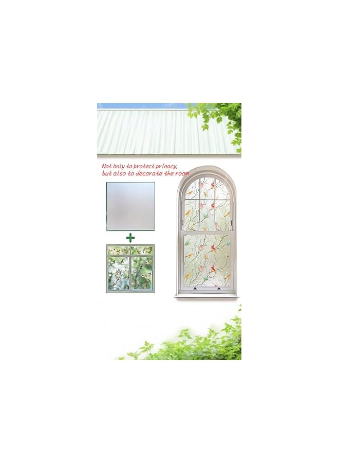The Bros Window Privacy Film - Decorative Stained Glass Style, Non-Adhesive Static Cling, Frosted Design, Heat Blocker, 23.6 x 78.7 Inch - Image 4