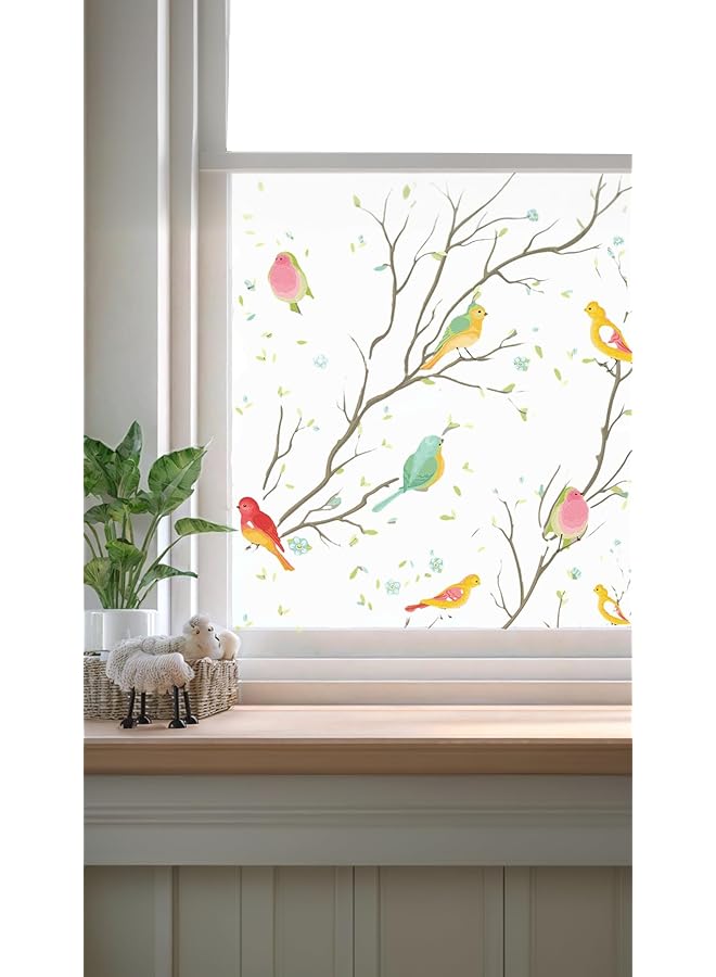 The Bros Window Privacy Film - Decorative Stained Glass Style, Non-Adhesive Static Cling, Frosted Design, Heat Blocker, 23.6 x 78.7 Inch - Image 1