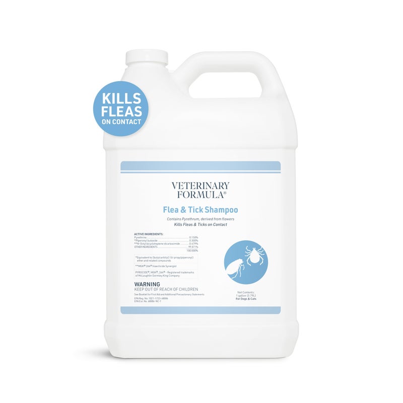 Veterinary Formula Flea and Tick Shampoo for Dogs and Cats, 1 Gallon â€“ Dog and Cat Flea Shampoo with Pyrethrum to Kill Fleas, Ticks On Contact â€“ Cleanses and Exfoliates - Image 1