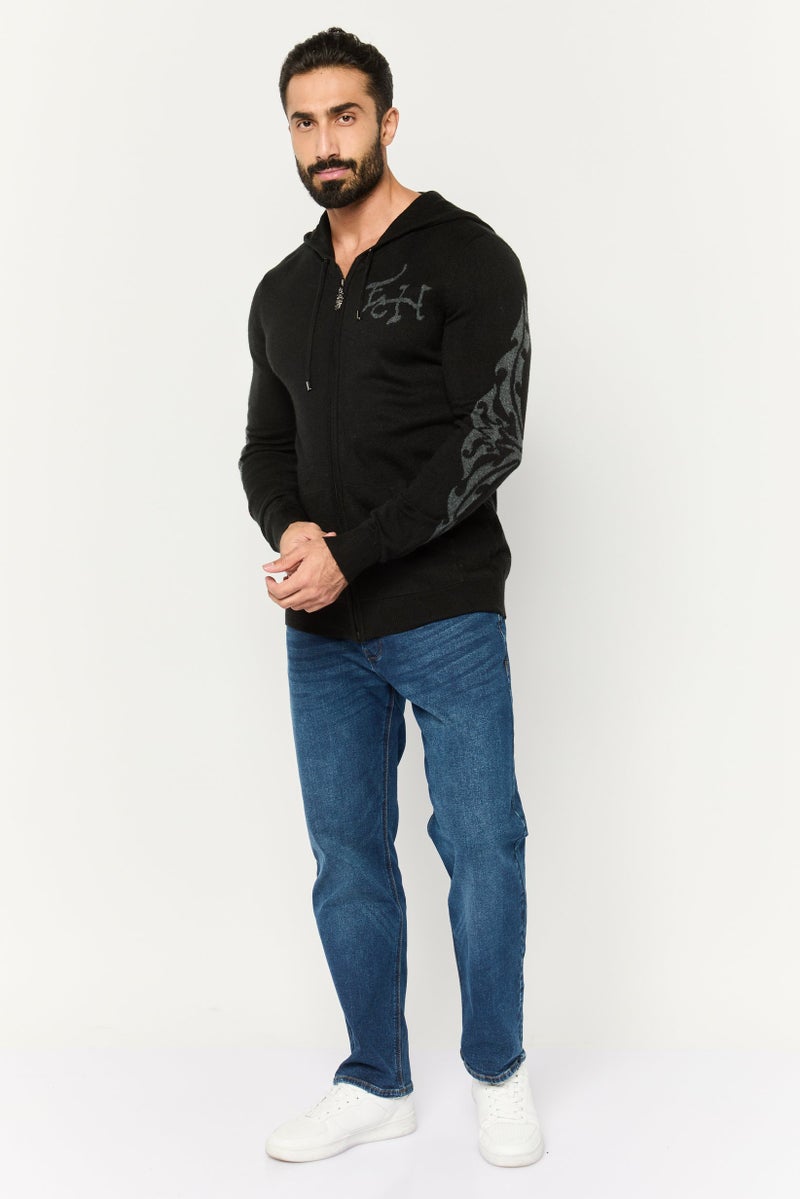 Ed Hardy سويت شيرتات بسحاب للرجال بطبعة جمجمة، أسود - Image 2